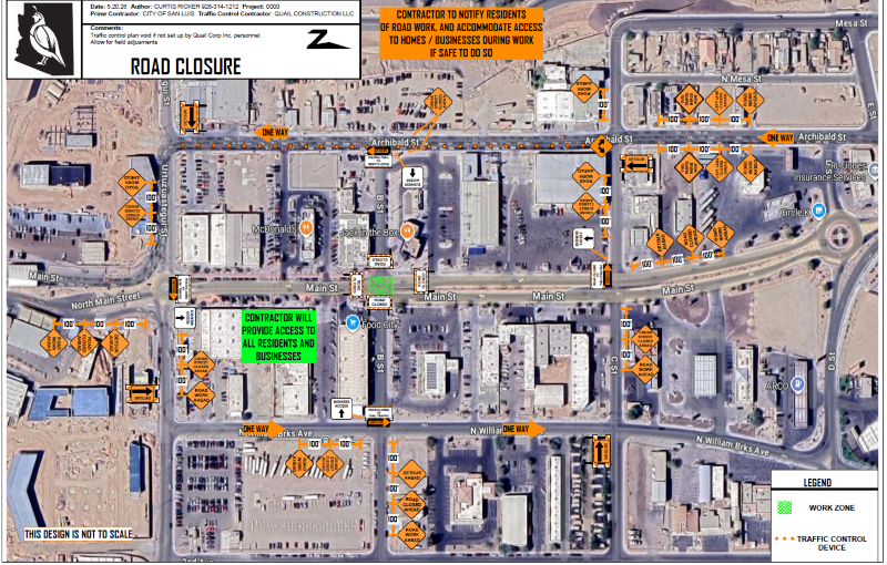 Traffic control - Main St and B St closure 